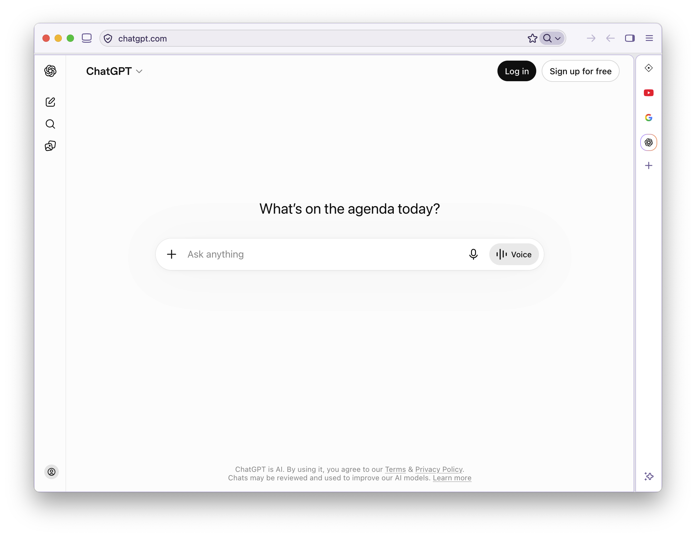 ChatGPT displayed in the Mesh desktop browser